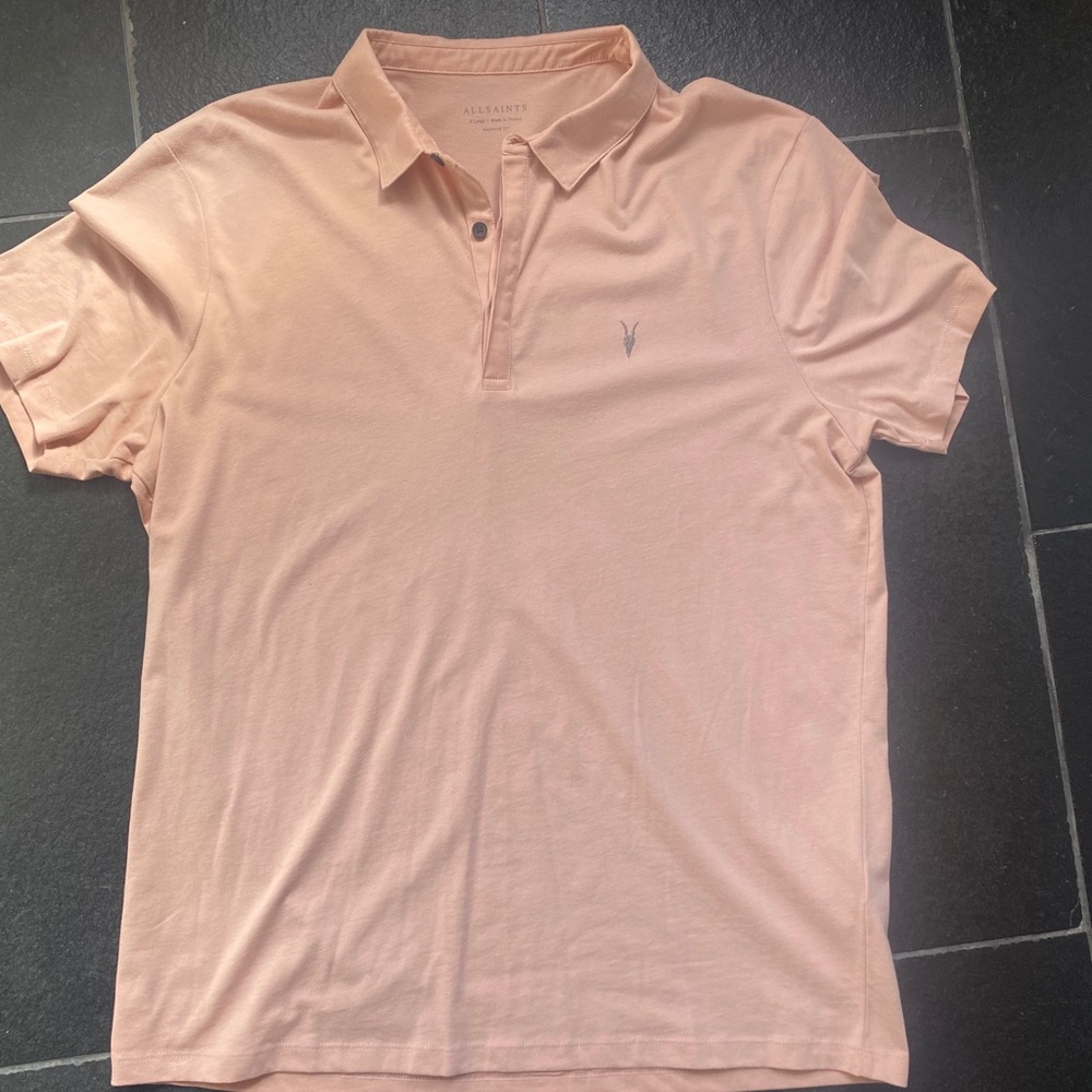 AllSaints - Brace Slim Fit Solid Polo - Pink - XL